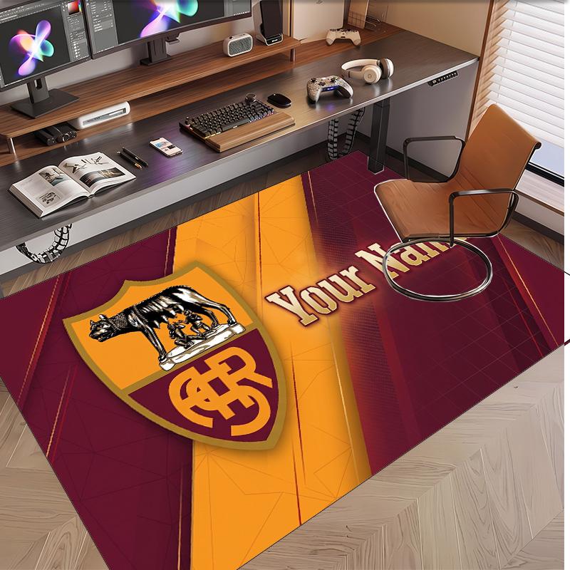 Personalized Crystal Velvet Carpet AS Roma FC Pattern Non Slip Floor Rug