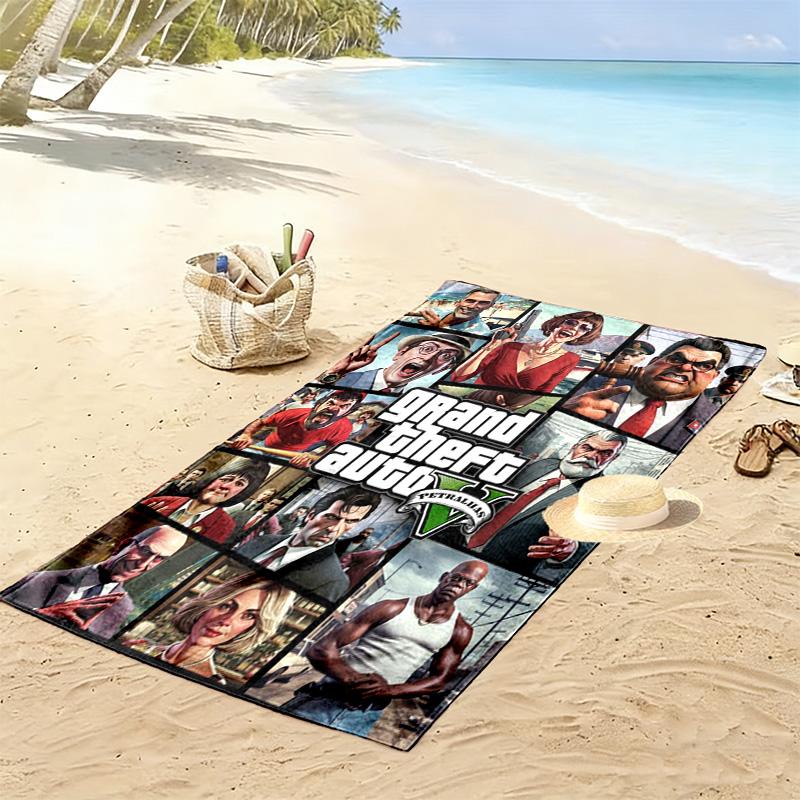 Vibes Vice City beach towel Outdoor camping soft Absorbent bath towel quick-drying swim towel Outdoor pool towel Comfort beach towel printing