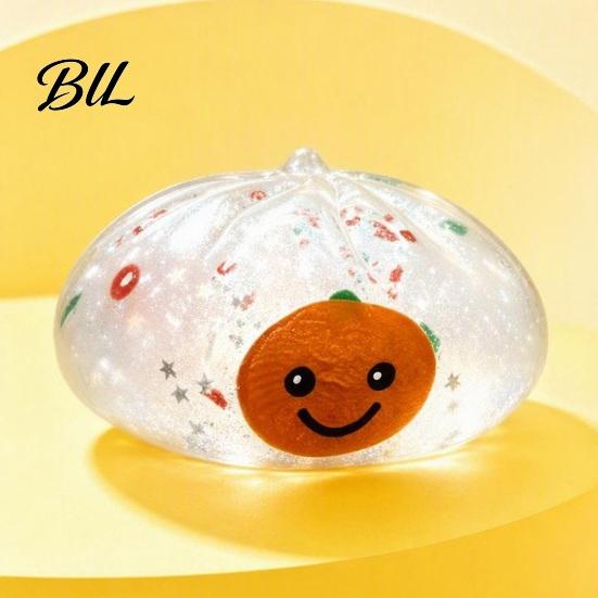 Stress Relief Toys Glitter Bun Toy, Soft TPR Slow Rising Sensory Christmas for Adults Squeeze Fidget Toy Anxiety Relief, Holiday Gifts Kids