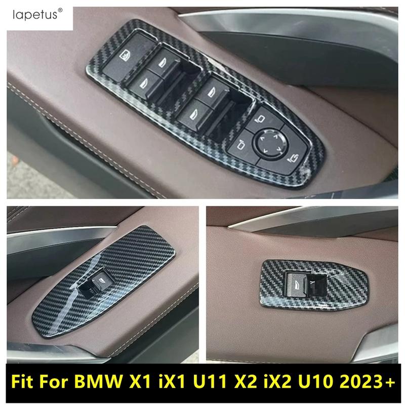 Inner Window Glass Lift Switch Button Panel Cover Trim For BMW X1 iX1 U11 X2 iX2 U10 2024 2025 ABS Carbon Fiber Accessories