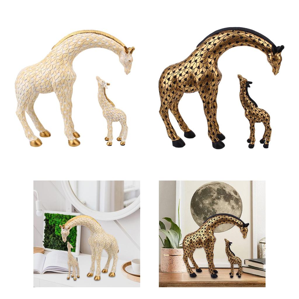 Статуэтки семьи жирафов, стоящие фигурки, украшение стола, универсальная ручная работа из смолы для домашнего хозяйства, кухни, столовой, изящная