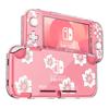 DLseego Чехол-бампер для Nintendo Switch Lite, прозрачный, съемный, из ПК, полный, легкий, милый, с дизайном из белых прессованных цветов, Защитный, Ударопрочный, Устойчивый к царапинам,