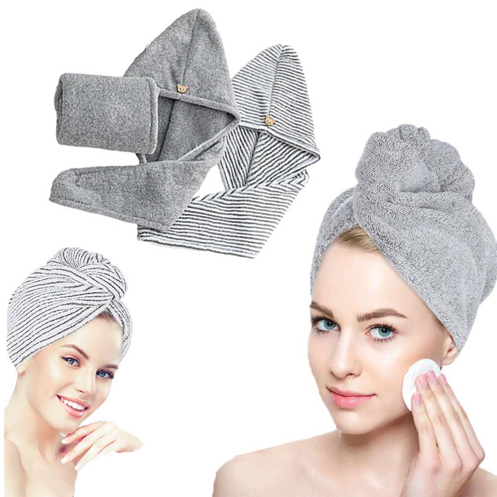 Girl Drying Turban Wrap Hair Bamboo Fiber Microfiber Shower Caps Hair Hat Towel Cap Bathing Cap