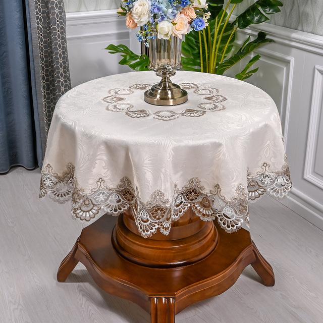 Круглая скатерть, кружевная скатерть для домашнего обихода, чехол для обеденного стола, европейский вышитый цветок, тканевый коврик для стола, чехол от пыли