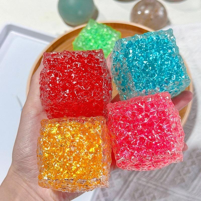 Разноцветные Квадраты с Рисунком Потока Игрушка-Сжималка Мягкие Квадратные Фиджеты с Зернистой Поверхностью Игрушка для Снятия Тревоги Антистресс Игрушка для Детей Взрослых Подарки