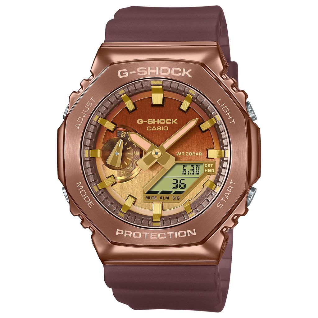 Casio Мужские часы G-SHOCK из нержавеющей стали, водонепроницаемость 200 м, аналогово-цифровые, ударопрочные, кварцевые, GM-2100CL-5A