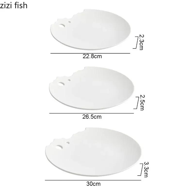 Неправильная керамическая мелкая тарелка Креативная тарелка для завтрака Десертная тарелка Тарелки для готовки Специальная посуда для молекулярной кухни