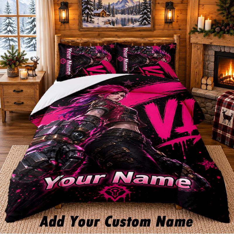 League of Legends Custom Name 3Pcs Bedding Set 1 Bed Sheet 2 Pillowcases Bedroom Home Decor