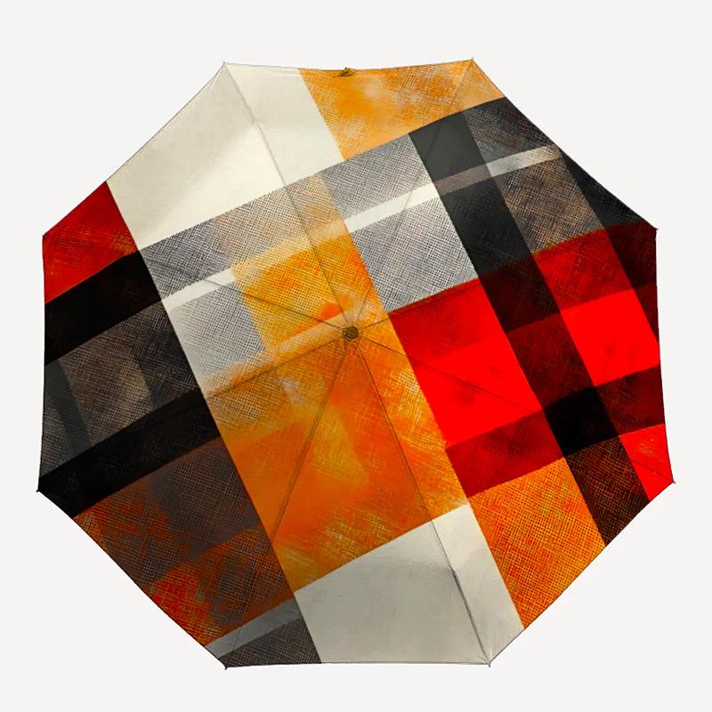 1pc Orange Black White Folding Umbrella | Elegant Design, Fashionable Accessory, Durable Construction, Sturdy Ribs yy251107064