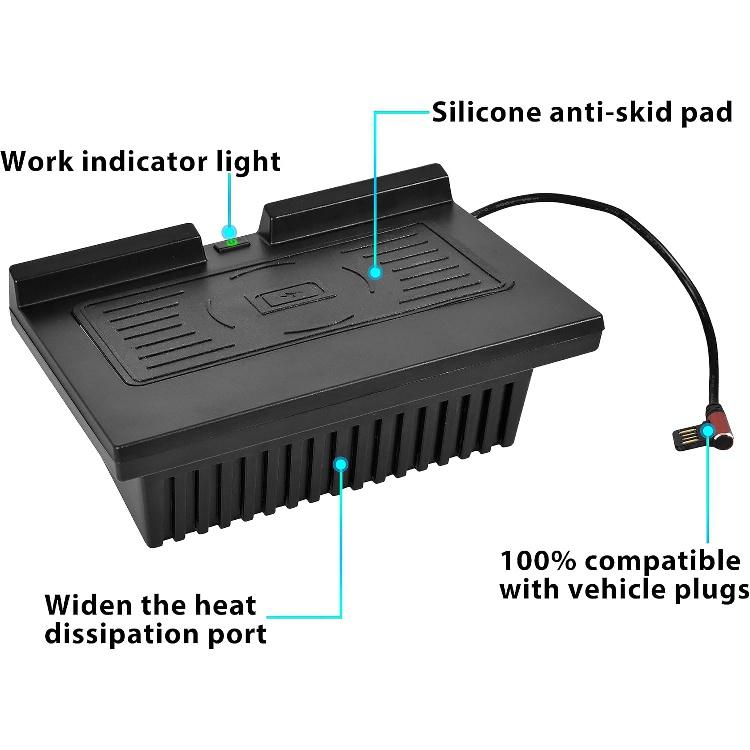 Wireless Chargering Pad for Ford F150 18-23, Center Console Wireless Charger Mount Fast Smartphones Charging Panel for Ford F-150 2018-2023