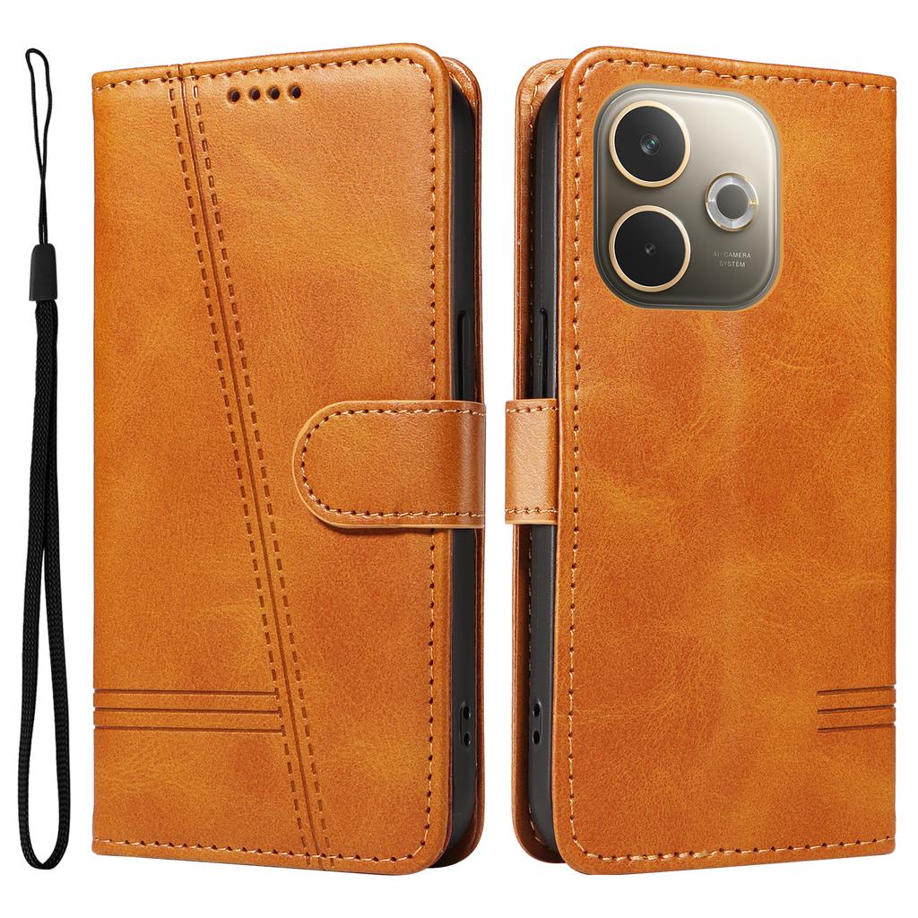 Для Oppo A5 Energy 5G (Китай)/Oppo A5 Pro 4G (Глобальный) Кошелек Чехол Т-образные линии Кожаный Чехол для телефона Подставка