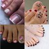 1set 4 Boxes Short Rounded Square Press On Toenails, Combination Set For Spring And Summer, Pedicure Nail Art Full Cover False Toenails For Women