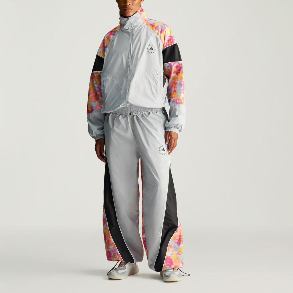 Adidas Stella McCartney Track Top Retro Sports Loose Fit Double-Sided Zipper Full Zip Stand Collar Jacket Women Jackets Silver IX1703