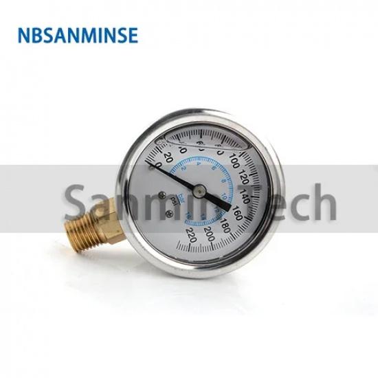 NBSANMINSE Hydraulic Oil Pressure Gauge SM2SB50B/L 2 inch G1/4 Liquid Manometer Pression Instruments SS304 Gauge Brass Thread