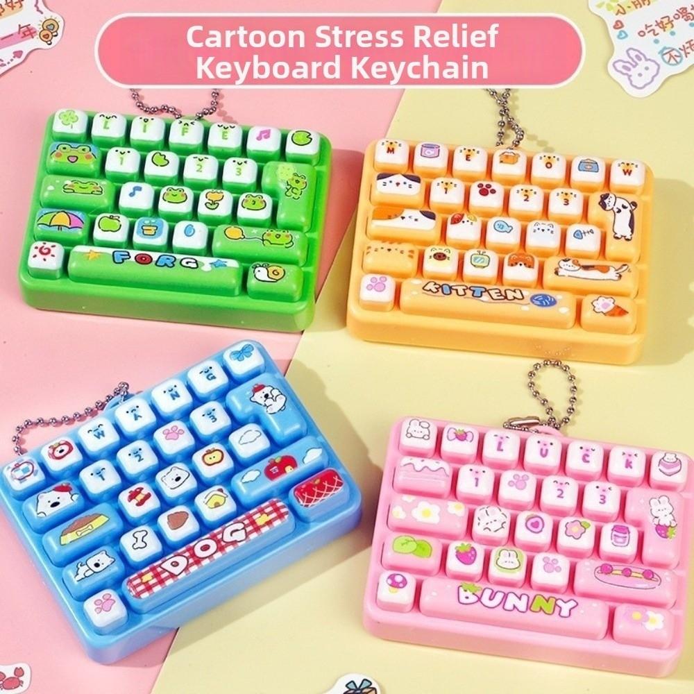 Cartoon 26 Keys Keyboard Keychain Mini Keyboard Clicker Keychain Backpack Decor