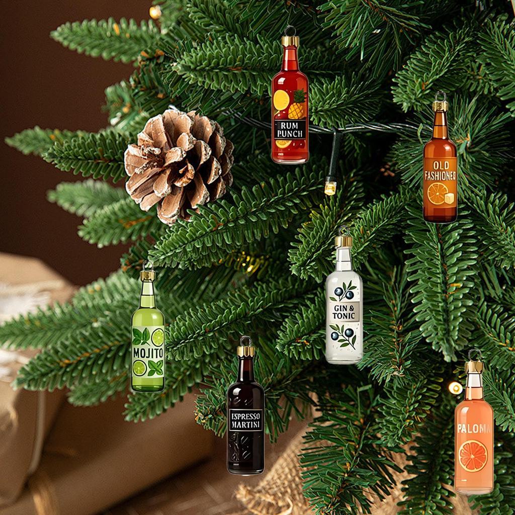 Advent 2025 Cocktail 24 Days 2D Acrylic Christmas Decoration Countdown Calendar for Home Decorators Front Door Office Wreath