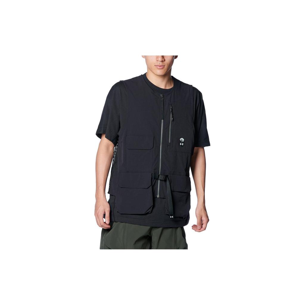 Under Armour Solid Color Logo Print Pocket Design Zipper Outdoor Work Vest Unisex Vests Black 1387983-001