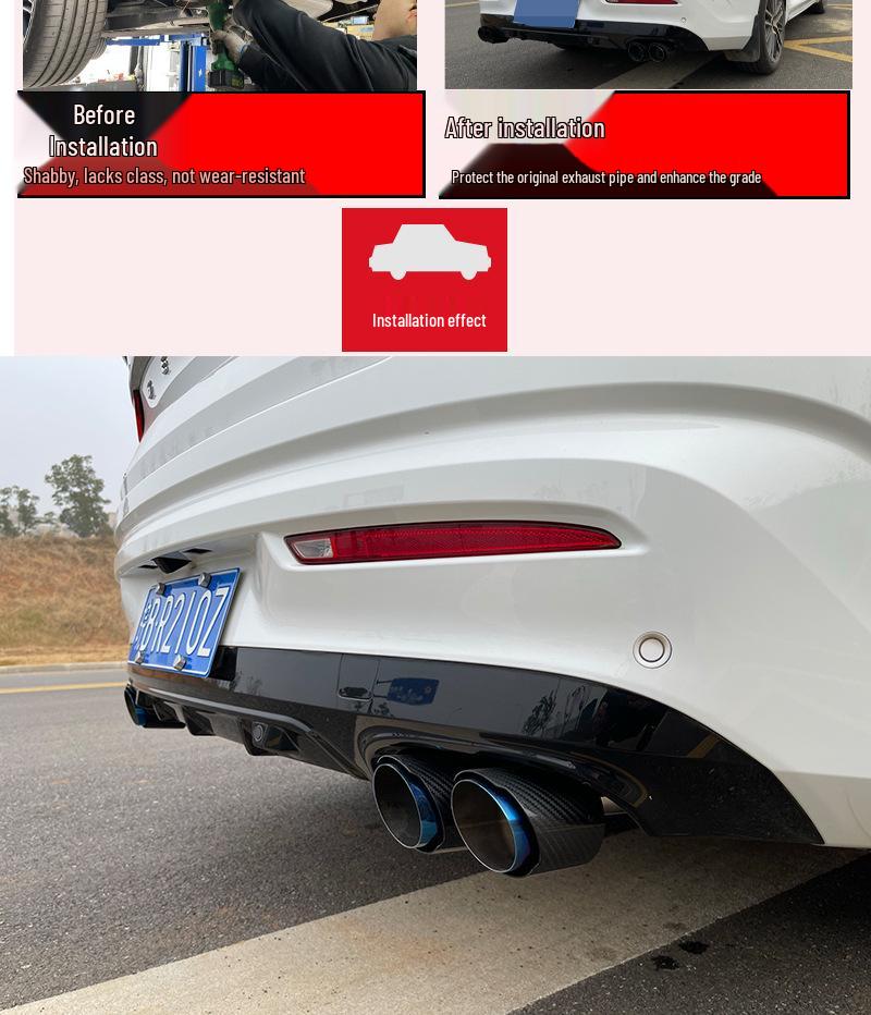 Накладка на глушитель Akrapovic из углеродного волокна с двойным выходом для Geely Xingrui