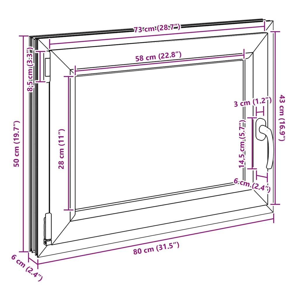 Basement Window RISOR 80 x 50 cm PVC and Glass Anthracite