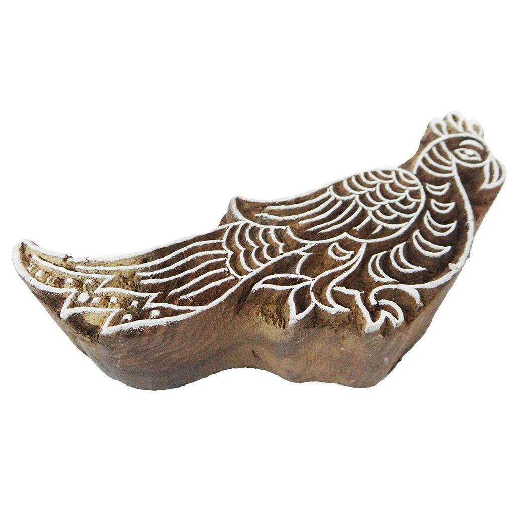 Текстильная печать на ткани Печать павлина Дизайн Деревянный блок Текстильный блок