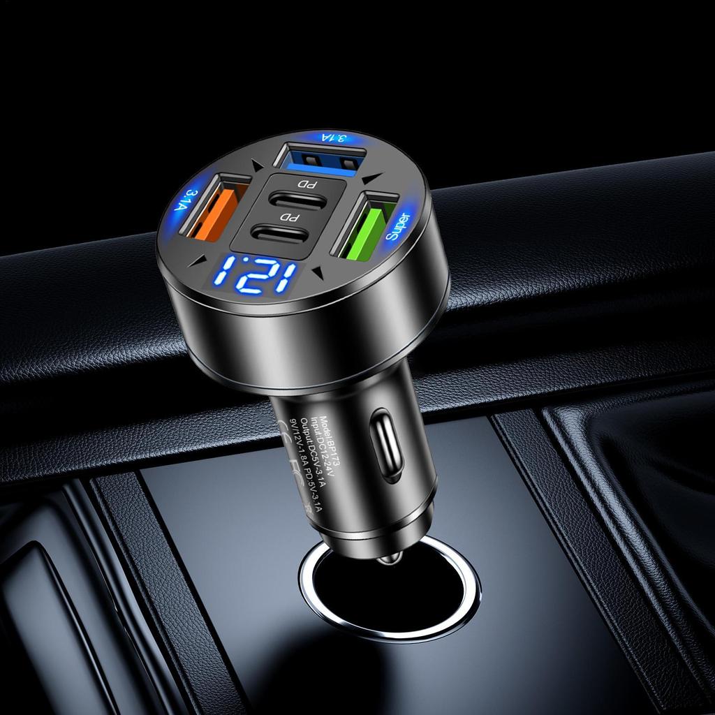 Быстрое автомобильное зарядное устройство с несколькими портами 3USB2PD, автомобильное зарядное устройство Type C Pd, сверхбыстрая зарядка, адаптер-розетка для мобильного телефона в автомобиле для семьи