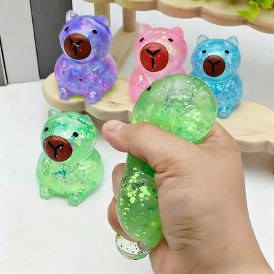 Игрушка-антистресс Капибара с блестками, игрушка для снятия стресса, ручная сжималка, фиджет, игрушка для декомпрессии для взрослых и детей, подарок