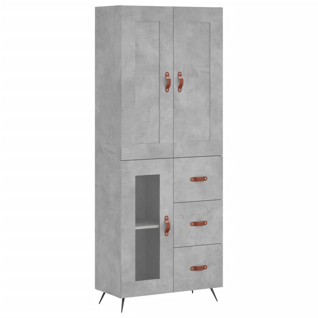 Vidaxl Witrynka, Szarość Betonu 69,5X34X180 Cm Materiał Drewnopochodny