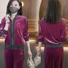 Женский велюровый спортивный костюм-двойка на весну/осень 2025 - Модная, не старящая повседневная одежда