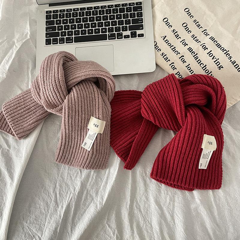 Scarf Designer Niche Macaron Candy Solid Color Cross Wool Fashion Ins Knitted Scarf