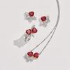 Расширенная сенсорная сеть красный живой симуляционный красный турмалин в форме сердца открытое кольцо ожерелье серьги комплект