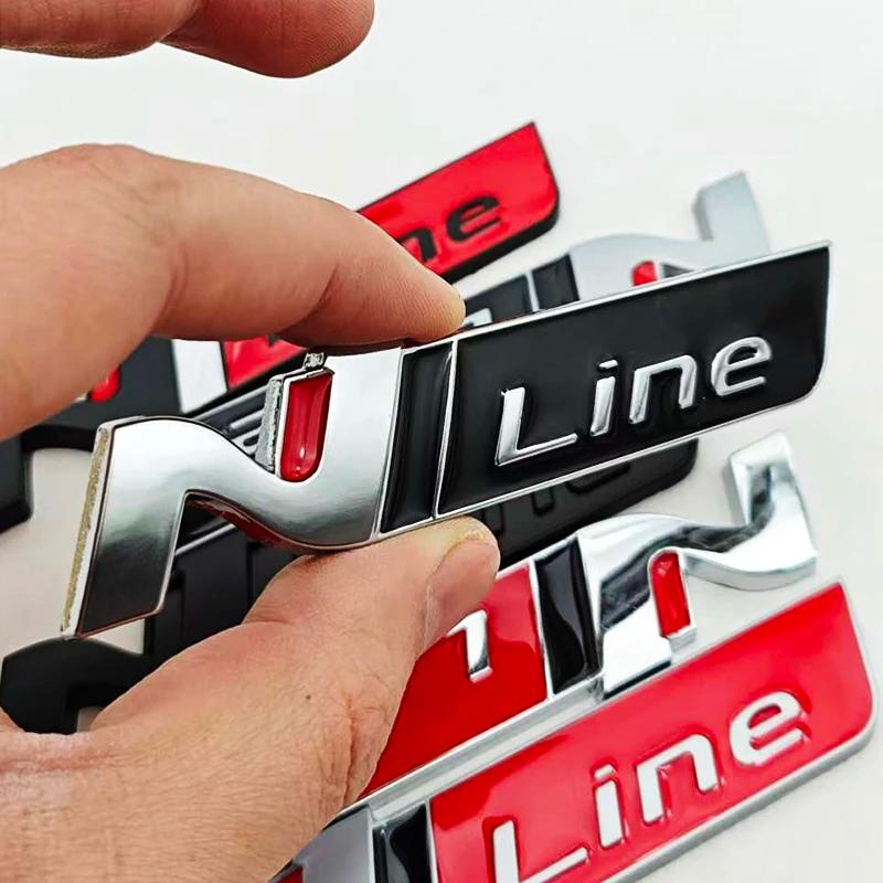 3D Metal Car Styling NLine Logo Rear Boot Trunk Emblem Badge Decal For Hyundai i20 i30 Sonata Kona Elantra Tuson Car Stickers zz2