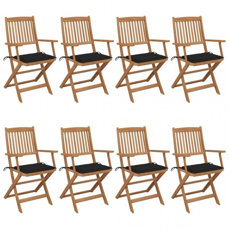 Day and Night - Day and Night Folding Garden Chairs 8 Units Solid Acacia Wood and Cushions
