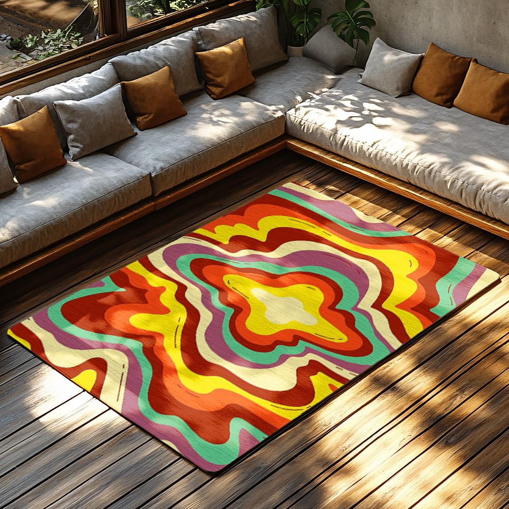 Stylish Area Rug Non-Slip Indoor Outdoor Carpet Modern Abstract Pattern Floor Mat Home Decor Living Room Bedroom Entryway Rugs