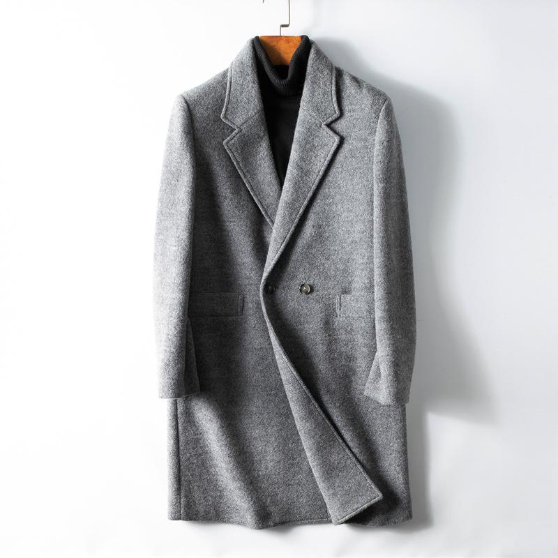 Winter New Woolen Coat Men's Casual Men's Coat Warm and Thickened Mid-length Wool Coat Men's Trendy