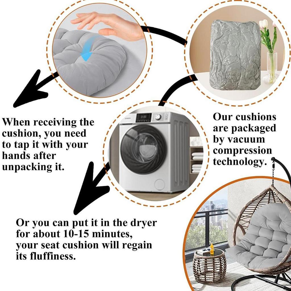 Подушка для подвесного кресла-яйца, Моющаяся, Удобная, Мягкая подушка для сиденья, Утолщенная для улицы, дома, веранды, патио,