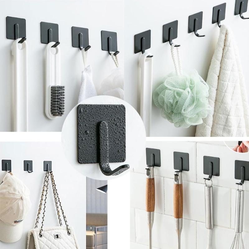 Pack of 8 Convenient Stick on Holder Practical Strong Adhesive Hanger Simple Wall Hook without Drilling for Bathroom
