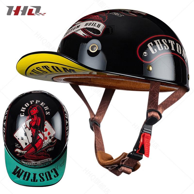 Motorcycle Half Helmet Retro Style Men Women Vintage Motorbike Open Face