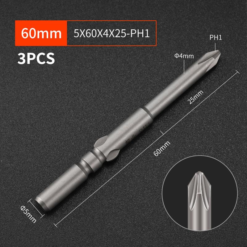 §Length 60mm Screwdriver Bit Multiple Sizes S2 Material Electric Screwdriver Bit No Slipping High Hardness Electric Bit