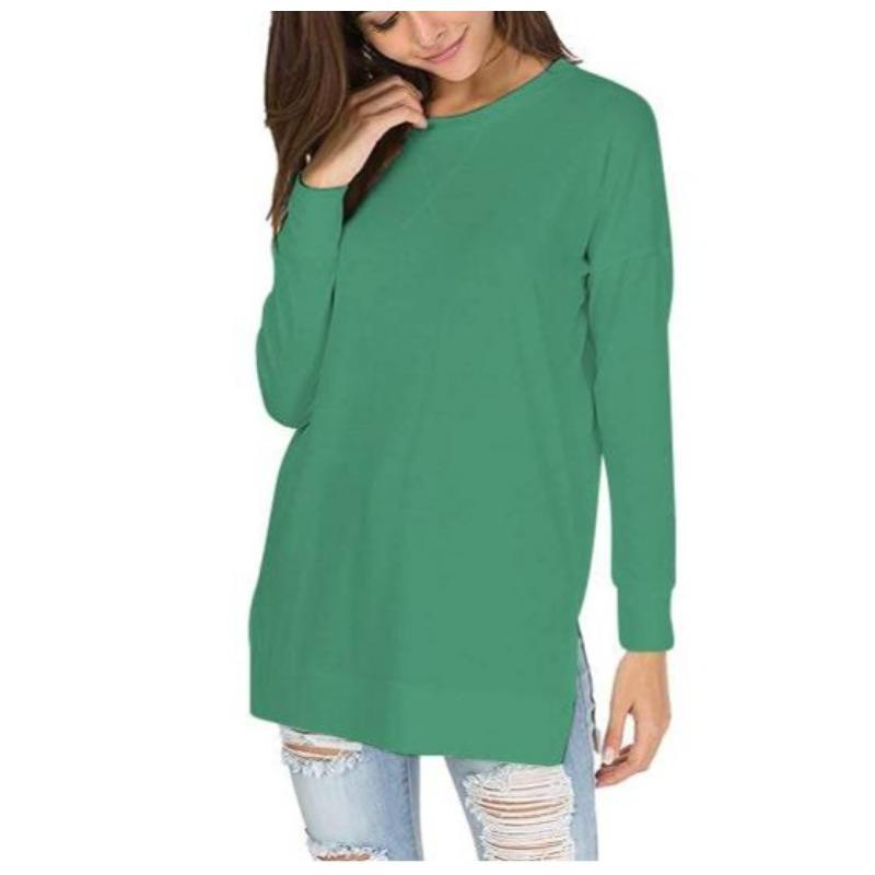 Spring and Autumn Women's Long Sleeve Solid Colour Round Neck Casual Top