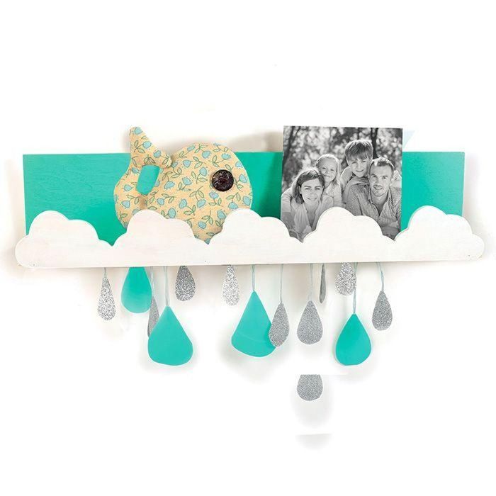 2 étagères murales en bois nuages 42 x 9 cm