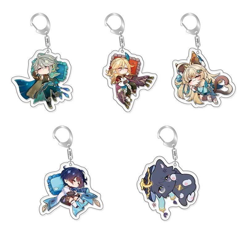 Женский и мужской брелок Atataki Itto Kunikuzushi Xiao Tartaglia Kazuha Cat, мультяшные брелоки для ключей