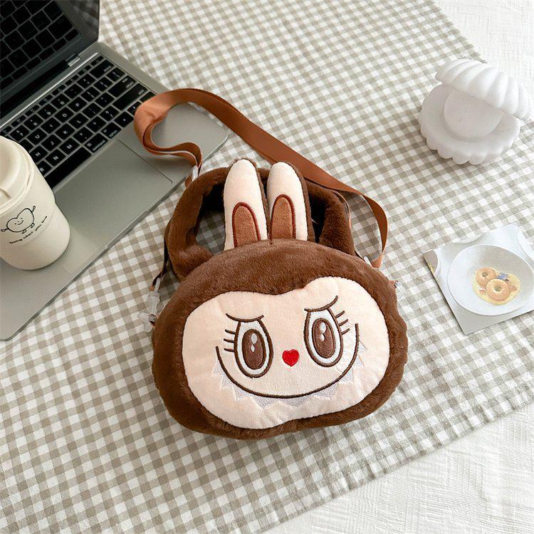 Labubu Cartoon Plush Crossbody Bag - Cute Handbag for Kids & Friends