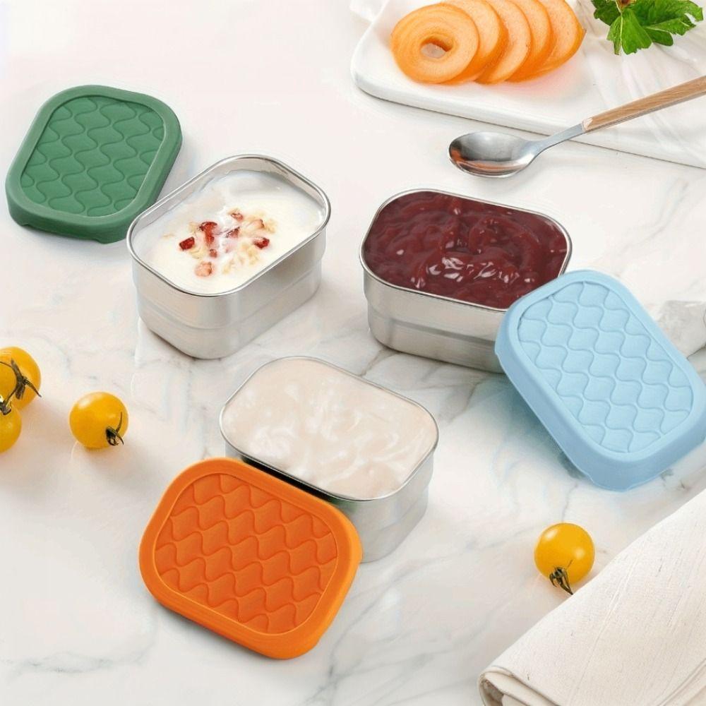 with Silicone Lid Salad Dressing Container Sealed Lunch Fresh Keeping Box Food Storage Box Kids