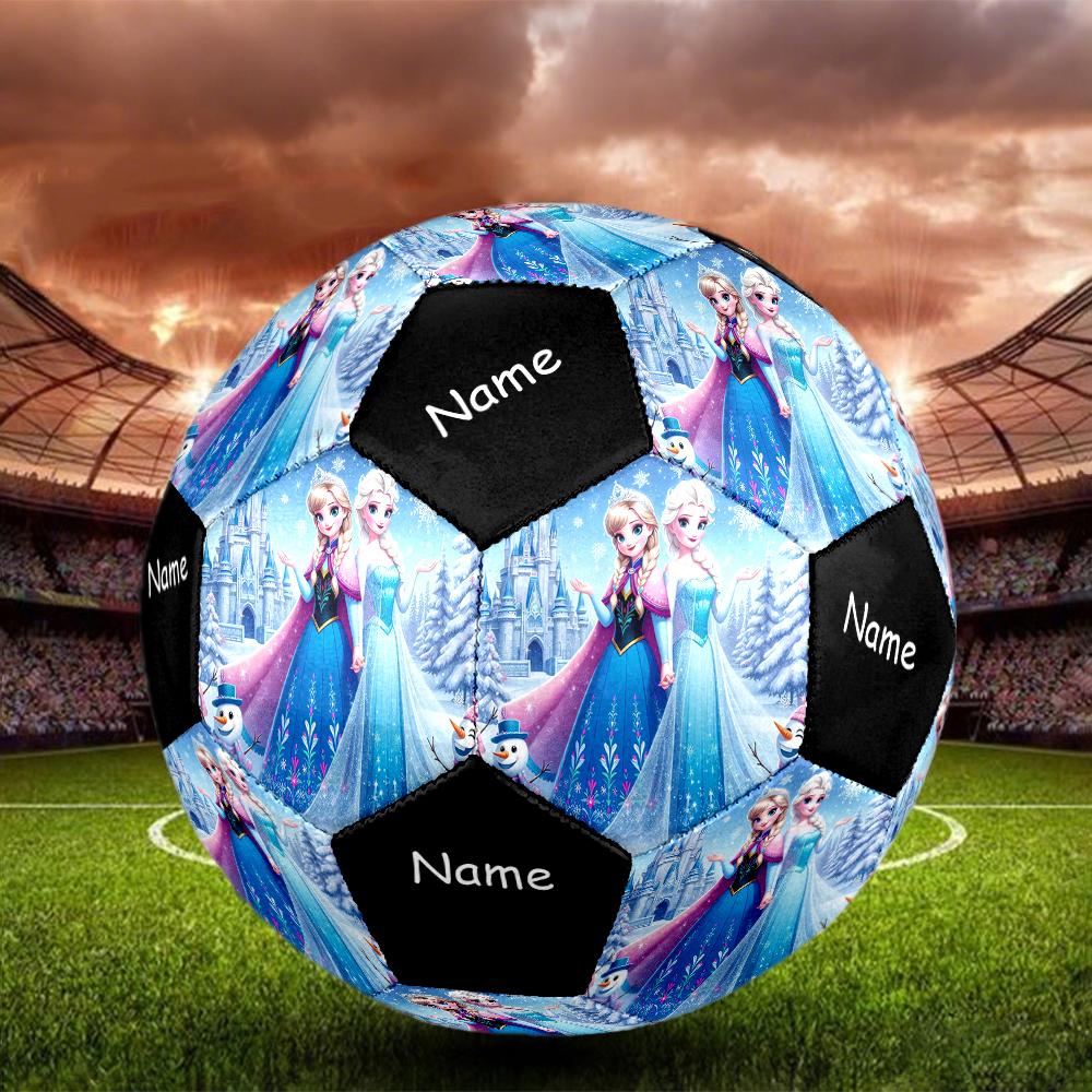 Custom Name Elsa Theme Size 5 Soccer Ball, Suitable for Both Indoor and Outdoor Matches, a Gift Suitable for Everyone.