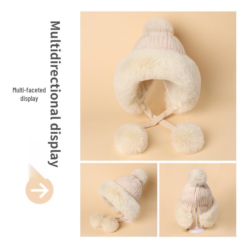 Женская теплая зимняя шапка с милым шерстяным помпоном и вязаными наушниками - Уютная и защищающая от холода