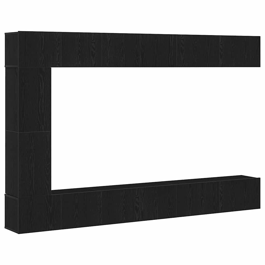 9 Piece TV Cabinet Set Black Oak Effect Wood Based Material
