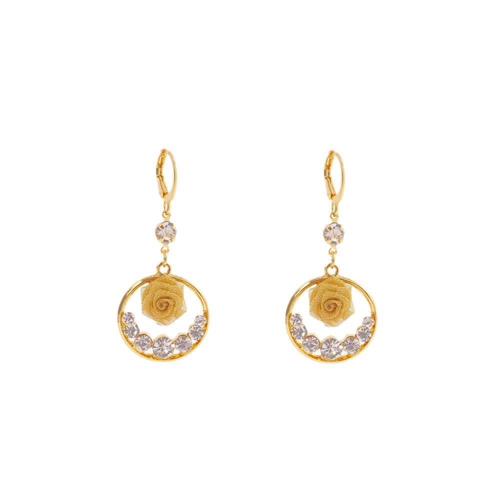 New Rose Earrings Retro Unique Temperament Ear Buckle Mesh Rose Circle Exquisite Earrings for Women