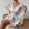 Женский Белый Кружевной Пляжный Сарафан Сексуальный Купальник для Отпуска