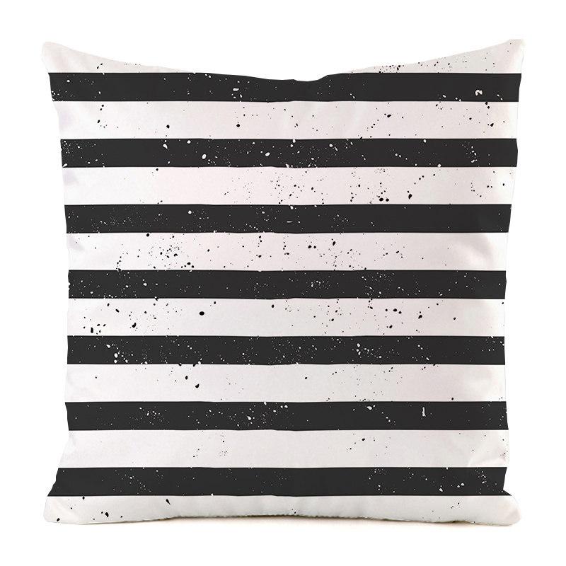 Nordic Striped Patterns Digital Printing Short Plush Pillow Covers Decorative For Car Sofa Office Cushion Cover Home Goods