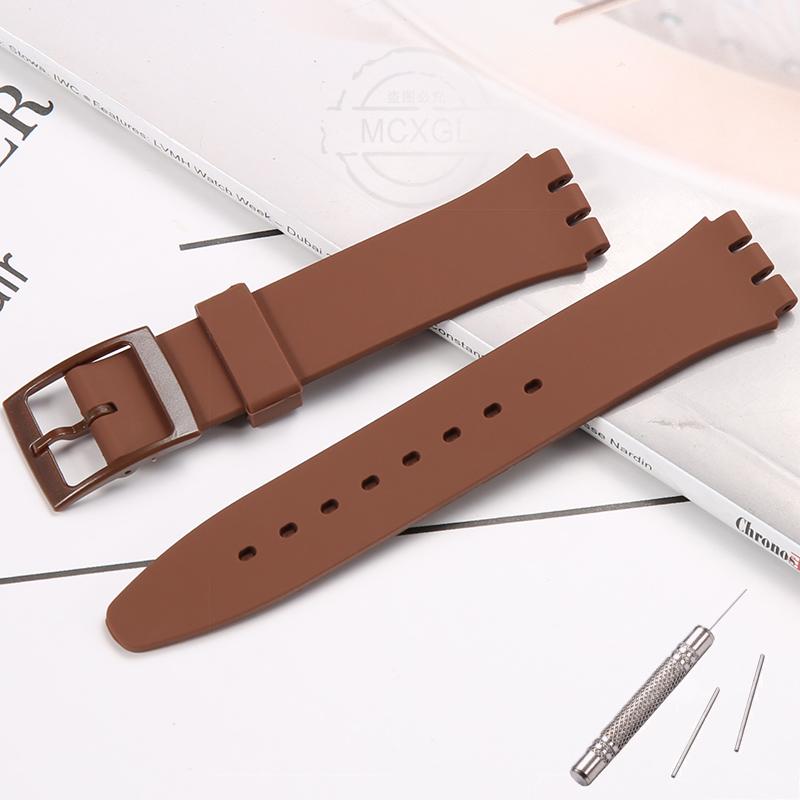 Силиконовый Ремешок Для Часов Swatch 17мм 19мм 20мм Пряжка-Штырек Водонепроницаемый Браслет Наручный Аксессуары Для Часов
